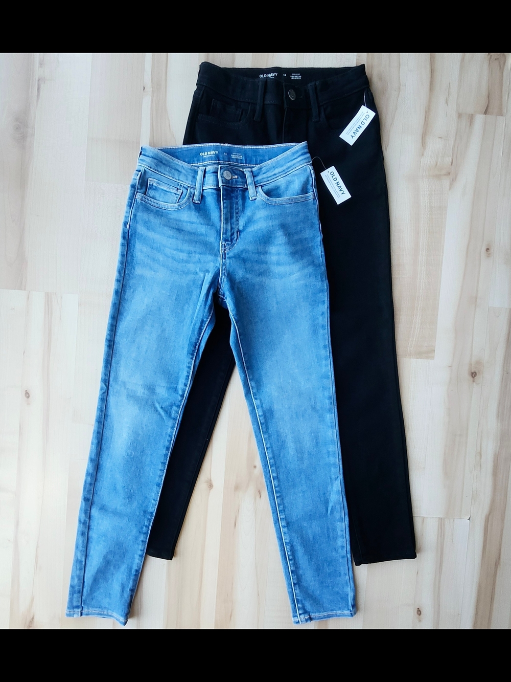 LOT OF 2 New Old Navy Rockstar High-Rise Jeggings Size 12 Black & Blue NWT